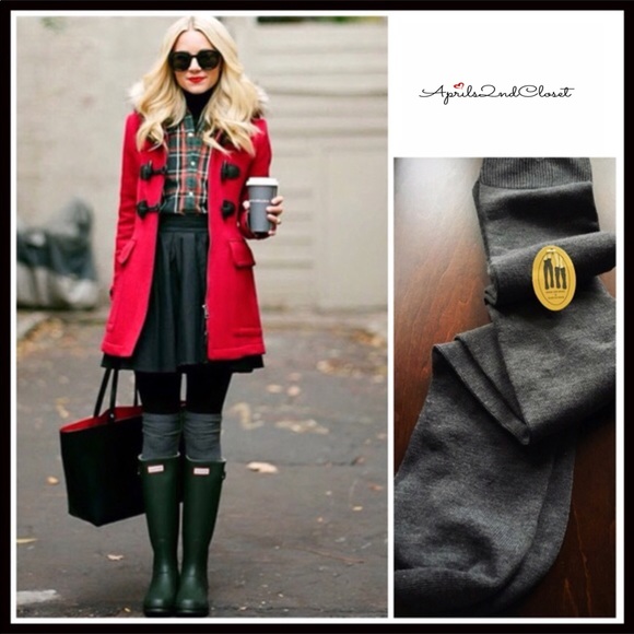 GREY TALL OVER THE KNEE BOOT SOCKS - Picture 3 of 4